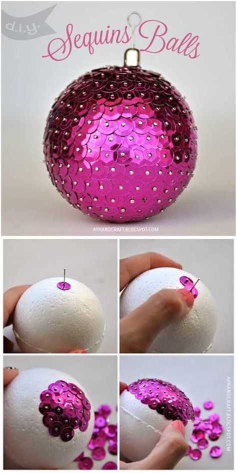 Adorable and Glitzy : Best Sequin Christmas Decor for 2018 you must check out F21 Outfits, Breakfast Tarts, Vestidos Outfits, Diy Sequin, Small Breakfast, Diy Christmas Ball, Making Ornaments, Sequin Ornaments, Ornament Craft