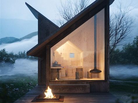 This $40,000, 260-square-foot tiny cabin is designed to be the perfect escape from city life — see inside Container Home Designs, Mountain Huts, Plans Architecture, Modern Tiny House, Minimalist House Design, Tiny Cabin, Container House Design, Tiny House Cabin, Modern Cabin