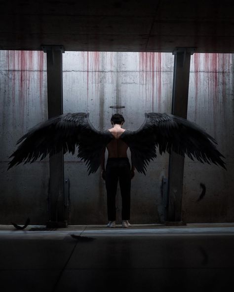 Male Fallen Angel, Fallen Angel Aesthetic, Fallen Angel Wings, Goth Male, Fallen Angel Art, Devil Wings, Inktober 2023, Gothic Angel, Heart Artwork