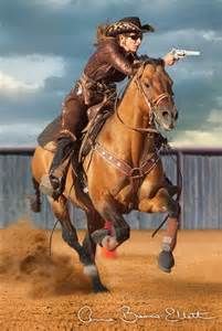 Annie got her guns ready1 Two People Riding A Horse, Mounted Shooting, Cowboy Action Shooting, Rodeo Girls, Wilde Westen, Cowgirl And Horse, Western Life, Cowboy Horse, Western Riding