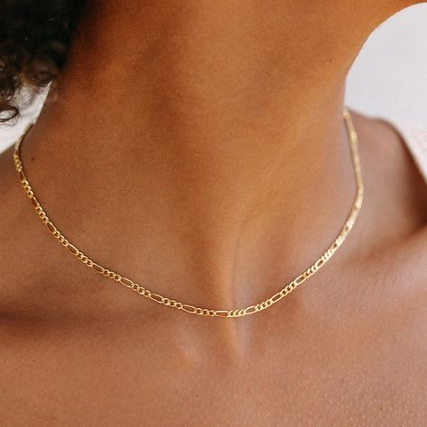 Double Gold Chain, Figaro Chain, Chain Necklace Women, Gold Chain Women, Gold Chain Necklace Womens, Figaro Necklace, Figaro Chain Necklace, Basic Jewelry, Figaro Chains