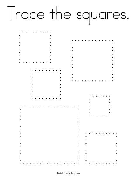 Trace the squares Coloring Page - Twisty Noodle Trace Square Worksheet, Teaching Squares Preschool, Square Tracing Worksheet, Square Projects For Preschool, Square Worksheets Preschool, Square Activities For Preschool, Square Worksheet, Letter Stencils Printables, Shape Worksheets For Preschool