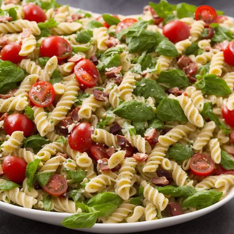 BLT Pasta Salad Recipe | Recipes.net Blt Pasta Salad Recipe, Blt Macaroni Salad, Blt Dip Recipe, Blt Sandwich Recipes, Tortellini Pasta Salad Recipes, Avocado Dip Recipe, Blt Pasta Salad, Egg Sandwich Recipe, Avocado Blt