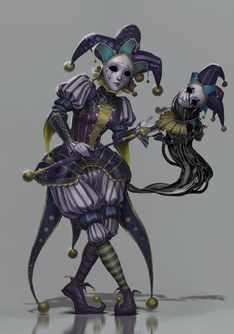 Medieval Jester, Jester Outfit, Creepy Circus, Arcane Trickster, Circus Characters, Dark Circus, D D Monsters, Cool Monsters, Circus Art