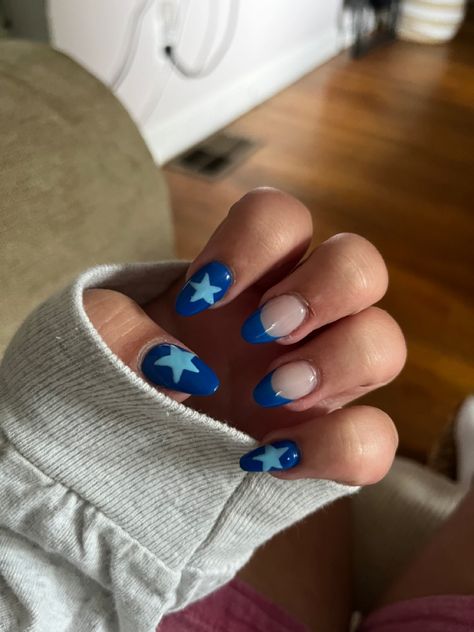 Blue Nail Inspo, Blue French Tip Nails, Nails With Blue, Blue Nail Ideas, Blue French Tip, Teen Nails, Super Cute Nails, Cute Simple Nails, Creating Texture