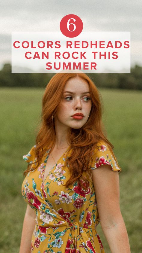 Pale Redhead Outfit, Colors Redheads Should Wear, Redhead Colours To Wear, Outfits For Redheads Summer, Colors For Red Heads To Wear, What Colors Look Good On Redheads, Dress Colors For Redheads, Fair Skin Summer Outfit, Best Colors For Red Heads To Wear