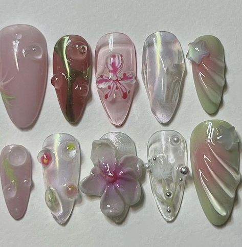 Fairy Nail Art, Orchid Nails, Core Ideas, Hand Painted Nails, Anime Nails, Pretty Gel Nails, Really Cute Nails, 3d Nail, Minimalist Nails