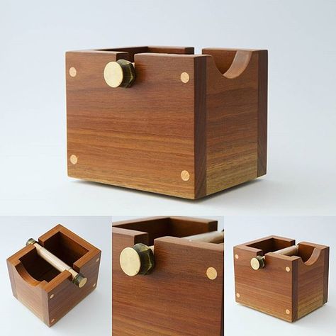 My design for a coffee knock box I made a while back. Contructed from Spotted Gum, Jacaranda & Tasmanian Oak. Heavy and robust, designed to last a lifetime. Much better than the plastic crap. Maybe I'll design an arty one next.  #woodworking #coffee #coffeelover #coffeetime #homedecor #foodporn #home #cafe #restaurant #australia Morning Drawing, Coffee Knock Box, Woodworking Studio, Coffee Interior, Drawing Coffee, Espresso Tamper, Disney Coffee, Coffee Infographic, Coffee Tattoo