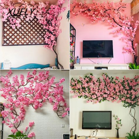 Tree Cherry Blossom, Artificial Cherry Blossom Tree, Boda Diy, Flower Wall Wedding, Small Front Yard Landscaping, Blossom Branch, Small Front Yard, Cherry Blossom Branch, Pink Cherry Blossom