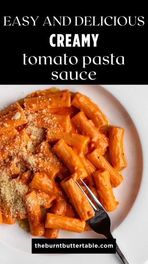 Want an insanely delicious and easy dinner in 10 minutes? This creamy tomato sauce is a staple recipe you need to add to your repertoire. Made with simple ingredients, this luscious and glossy sauce is perfect for busy weeknights or equally to impress friends and family. A creamy parmesan packed sauce with a tomato paste base and a squeeze of lemon for the perfect finishing touch. Tomato Paste Heavy Cream Pasta, Fresh Pasta And Sauce, Pasta Dishes With Red Sauce, How To Make Pasta Sauce With Tomato Paste, Easy Pasta Recipes Tomato Sauce, Dinner Recipes With Tomato Paste, Pasta Sauce For Cheese Ravioli, Homemade Creamy Tomato Pasta Sauce, Pasta Sauce Tomato Paste