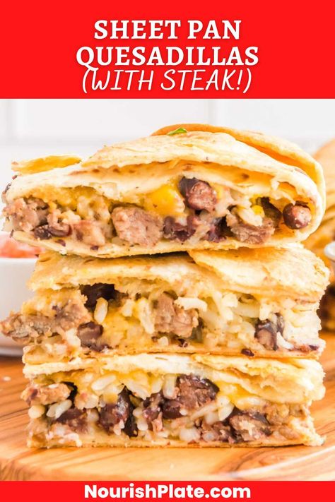 Sheet Pan Quesadillas Pan Quesadilla Recipe, Homemade Quesadillas, Baked Quesadilla, Steak Quesadilla Recipes, Sheet Pan Quesadillas, Steak Quesadilla, Quesadilla Recipes Easy, Completely Delicious, Philly Steak