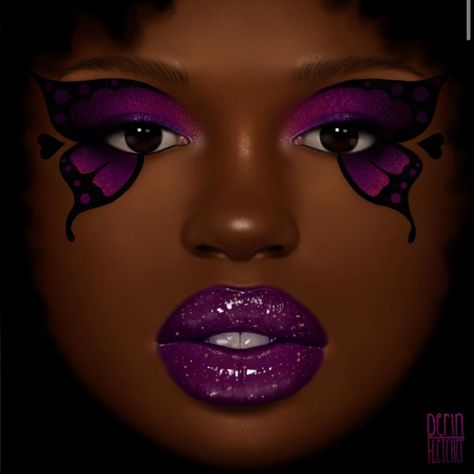 Black Fae, Funky Makeup, Purple Makeup, Eye Makeup Designs, Creative Eye Makeup, Crazy Makeup, Creative Makeup Looks, Creative Eye, Dark Skin Women