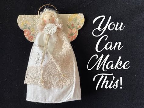 I'm feeling a little better about my YouTube Channel...  I have 35 subscribers! Easy Sewing Pattern Top, Angel Ornaments Diy, Vintage Handkerchiefs Crafts, Handkerchief Crafts, Christmas Angel Crafts, Christmas Angel Ornaments, Handmade Angels, Vintage Handkerchief, Angel Crafts