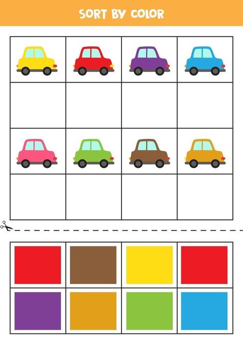 Car Activities, Transportation Preschool, Cut And Glue, Kids Worksheets Preschool, Math Games For Kids, Montessori Toddler Activities, Preschool Colors, Preschool Activities Toddler, Busy Books