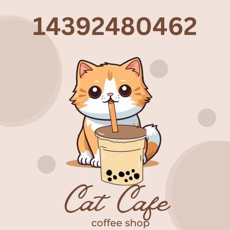 Cat Cafe Logo, Bloxburg Decals Codes Aesthetic, House Decorating Ideas Apartments, Bloxburg Decals Codes, Diy House Plans, Bloxburg Decals, House Floor Design, Town Names, Restaurant Logo