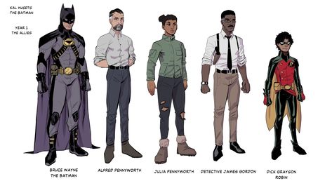 “Developing this personal Batman universe is one of the most fun things for me! Planning on doing some actual storytelling in it soon, my patrons have seen a little taste of it. Working in the Batman universe is one of my all time career goals tbh. Here's the allies so far!” Kal Huset, Batman Book, Batman Redesign, Batman Cartoon, Batman Artwork, Dc Comics Artwork, Batman Universe, Dc Comics Characters, Batman Family