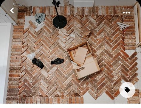 Herringbone Brick Floor, Herringbone Brick, Brick Floor, Painting Concrete Porch, Set Sofa, Casas Coloniales, Decor Studio, Concrete Porch, Brick Flooring