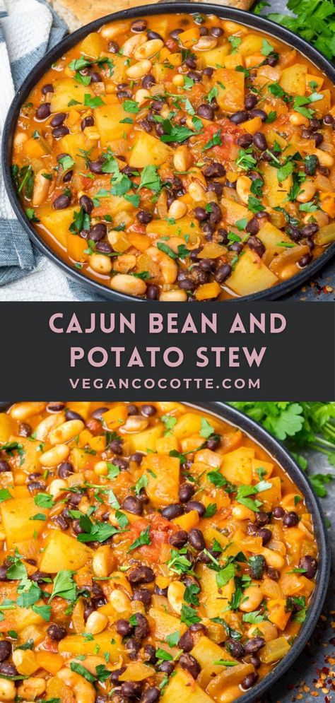 Cajun Bean and Potato Stew Stew With Beans, Vegan Cocotte, Cocotte Recipes, Bridesmaid Dresses Knee Length, Resep Vegan, Wedding Maid Of Honor, Veggie Mains, Country Bridesmaid, Beans And Potatoes