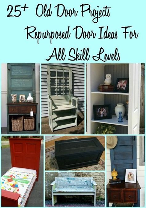 A round up of old door ideas and projects to inspire you to think outside the box. So many projects, some easy enough for beginners. Door Projects Repurposed, Repurposed Doors, Old Door Projects, Old Window Projects, Recycled Door, Repurposed Windows, Door Projects, Old Wooden Doors, Old Shutters