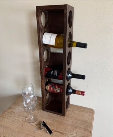 Wine Rack Small Space, Easy Diy Wine Rack, Diy Wine Rack Plans, Homemade Wine Rack, Free Standing Wine Rack, Standing Wine Rack, Wine Tower, Build Plans, Wine Bottle Rack