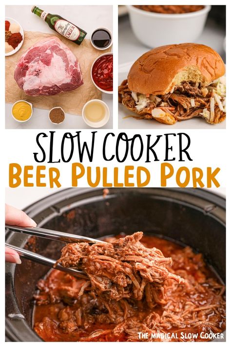 Beer Pork Roast Slow Cooker, Beer Pulled Pork Slow Cooker, Pulled Pork Beer Recipe, Pulled Pork Crock Pot Recipes Root Beer, Barbeque Sandwiches, Root Beer Pulled Pork, Savory Sandwiches, Rootbeer Pulled Pork, Beer Pulled Pork