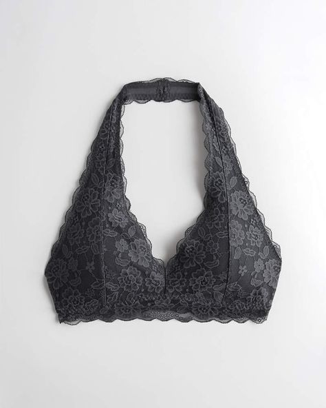 Gilly Hicks Gilly Hicks Lace Halter Bralette | Gilly Hicks Bralettes | HollisterCo.com Black Halter Neck Top Bra Friendly, Black Fitted Halter Top Bra Friendly, Black Halter Top With Built-in Bra, Gilly Hicks, Halter Bralette, Lace Halter Bralette, Bralette Outfit, Outfit Choices, Teen Clothing