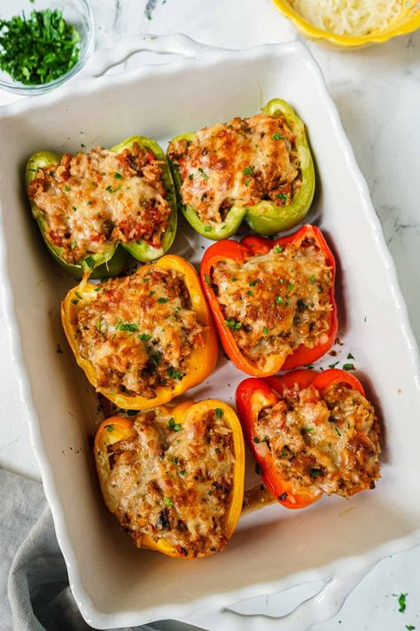 Italian Sausage Stuffed Peppers | Get On My Plate Chicken Sausage Stuffed Peppers, Italian Sausage Stuffed Peppers, Sausage Stuffed Peppers, Italian Stuffed Peppers, Turkey Italian Sausage, Chicken Sausage Recipes, Pork Sausage Recipes, Sausage Recipes For Dinner, Sausage Dinner