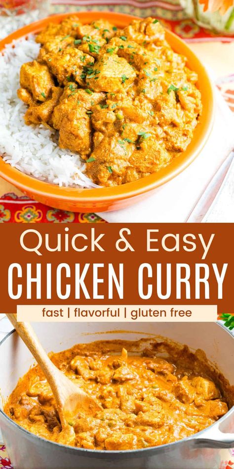 Thai Red Curry Chicken Coconut Easy Recipes, Chicken Curry Stew Coconut Milk, Whole 30 Chicken Curry, Curry Chicken Over Rice, Curry With Leftover Chicken, Gluten Free Chicken Curry, Curry Powder Recipes Easy, Chicken With Curry Sauce, Quick Curry Chicken