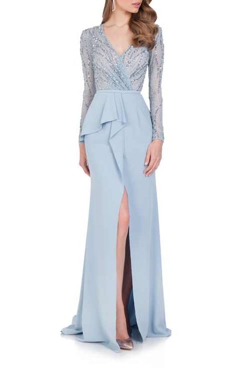 Terani Couture Embellished Chiffon Gown Brothers Wedding, Baju Kahwin, Fancy Fashion, Terani Couture, فستان سهرة, Bride Gowns, Chiffon Gown, Prom Dresses With Sleeves, Free Style