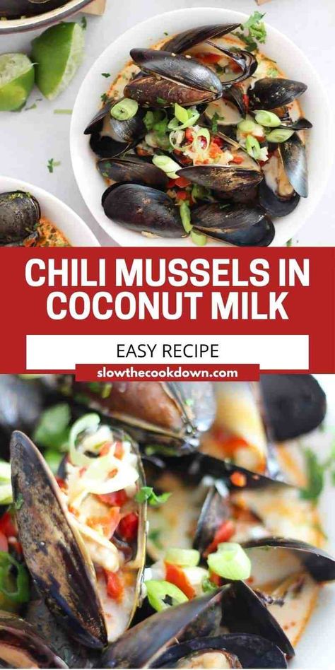 Easy Mussels Recipe, Chilli Mussels, Mussels Pasta, Mussels Recipe, Best Seafood Recipes, Prawn Recipes, Coconut Milk Recipes, Grilled Seafood, Spicy Chili