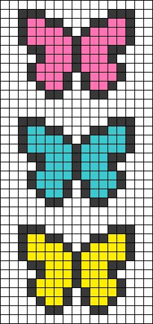 Easy Pixel Art Small Butterfly, Butterfly Pixel Art Easy, Pixel Art Pattern Butterfly, Pixel Art Paper Sheet, Pixel Pictures Easy, Small Minecraft Pixel Art, Small Butterfly Pixel Art, Spring Perler Bead Patterns, Easy Pixel Art Ideas Cute