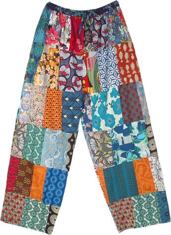 Patchwork Pants, Patchwork Clothes, Quilted Clothes, Hippie Pants, Hippie Look, Trendy Skirts, Bohemian Handmade, Floral Patchwork, Fun Pants