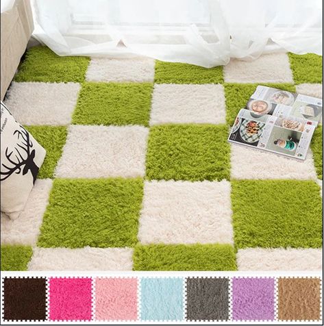 THIS CHANGES EVERYTHING! Now I can mix and match and colors to go with my room! This would be perfect for a baby room too! Foam Play Mat, Interlocking Flooring, Foam Flooring, Velvet Carpet, Checkered Rug, Foam Mats, Fluffy Rug, Baby Play Mat, Carpet Tiles