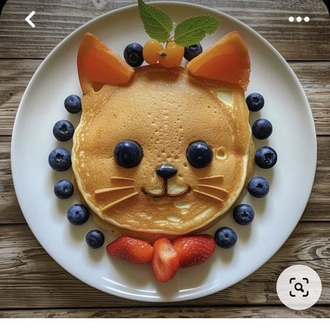 Cat Pancakes, Kid Food Ideas, Plating Ideas, Animal Food, Food Art For Kids, Kids Treat, Food Carving, Easy Food Art, Kid Food