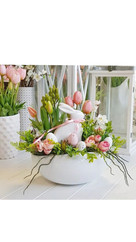 Easter Porch Decor, Easter Floral Arrangement, Easter Egg Fillers, Easter Flower Arrangements, Easter Arrangement, Easter 2023, Spring Floral Arrangements, Easter Garden, Spring Easter Crafts