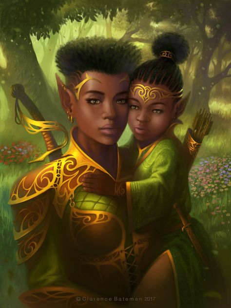 Si Fi, Half Elf, Cultural Art, Black Fairy, Afrikaanse Kunst, Rpg Characters, Afrocentric Art, Black Artwork, Black Love Art