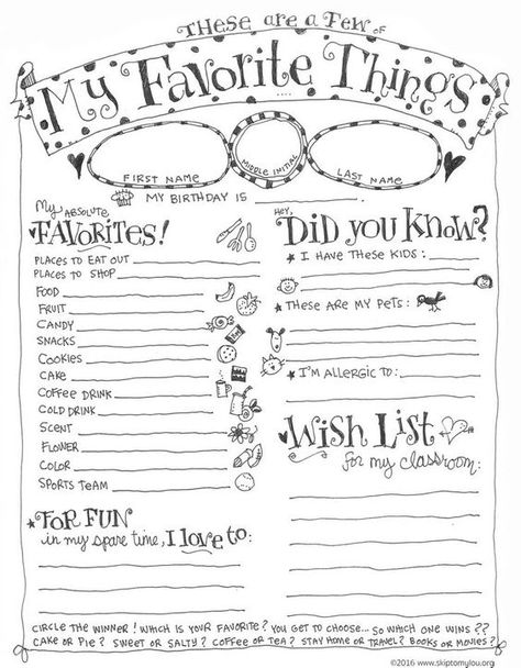 Looking for fun back to school ideas? Free teacher favorite things questionnaire ensures you will gift your teacher's favorite things all year long! Teacher Questionnaire, Birthday Wish List, Favorite Things Party, Week Schedule, Secret Sisters, Birthday Wish, Free Teacher, School Teacher Gifts, Staff Appreciation