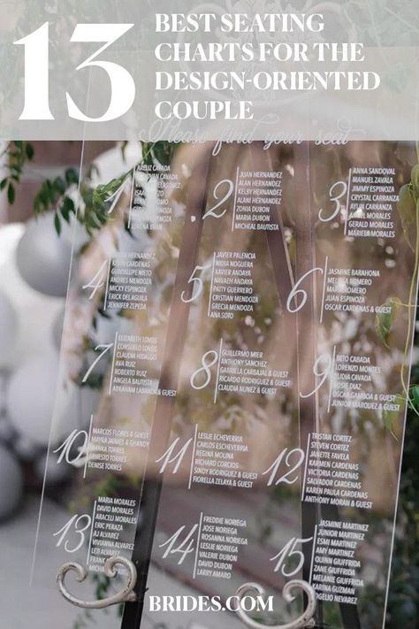 Whether you're looking for a rustic, modern, or classic look for your wedding seating chart, we've found some of the best displays to choose from. Figure out where to seat your loved ones, and display the chart in the cutest way possible. Click the link for the best seating chart display ideas. Acrylic Signs Wedding Seating Chart, Seating Chart On Acrylic, Acrylic Wedding Seating Chart Sign, Wedding Table Seating Chart Ideas Guest List, Formal Wedding Seating Chart, Seating Chart Wedding Ideas Christmas, Acrylic Seating Chart Wedding Diy, Wedding Reception Seating Chart Ideas, Seating Charts For Weddings