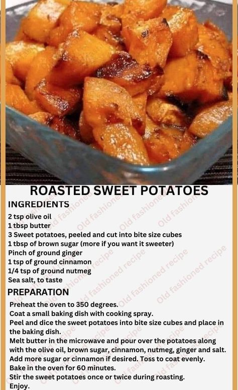 Potato Recipes Roasted, Sweet Potato Recipes Roasted, Candied Sweet Potatoes, Roasted Vegetable Recipes, Potato Recipes Side Dishes, Roasted Vegetable, Recipes Side Dishes, Potato Side Dishes, Old Fashioned Recipes