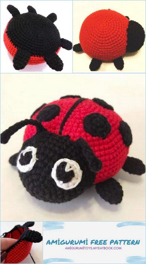 Amigurumi Ladybug Free Pattern - Amigurumi toys Knit Amigurumi, Crochet Ladybug, Ladybug Pattern, Crochet Toys Free Patterns, Crochet Toys Free, Animal Knitting Patterns, Pola Amigurumi, Crochet Animals Free Patterns, Crochet Amigurumi Free Patterns