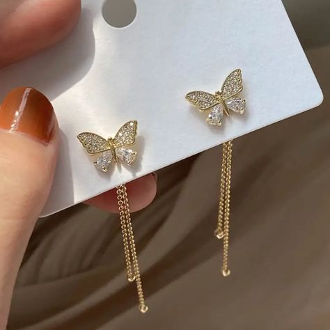 Sweet Earrings, Long Tassel Earrings, Butterfly Earrings Stud, Wedding Party Jewelry, Tassel Drop Earrings, Trendy Earrings, Mua Sắm, Butterfly Earrings, Heart Beads