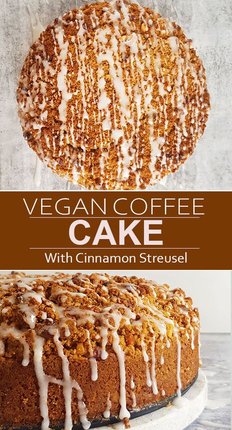 Vegan Breakfast Cake Recipes, Vegan Coffee Cake, Vegan Dessert Recipe, Healthy Vegan Dessert, Beef Cake, Vegan Coffee, Vegan Baking Recipes, Cinnamon Streusel, Cake Coffee