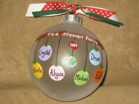 Personalized Family Ornaments GLASS by overtheedgeornaments, $16.00: Personalized Family Ornaments, Family Ornaments, Family Christmas Ornaments, Navidad Diy, Cadeau Diy, Painted Ornaments, Christmas Ornaments Homemade, Family Ornament, Hand Painted Ornaments