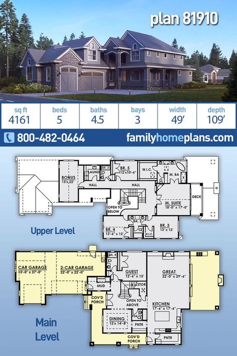 Architectural Designs House Plans: Your Vision 10 Bedroom Mansion Floor Plan, Floor Plans 5 Bedroom 2 Story, 2 Story 5 Bedroom House Plans, Dream House Plans 5 Bedroom, Master Suite Balcony, U Shaped House Plans, Houses Blueprints, Diamond House, Mansion Plans