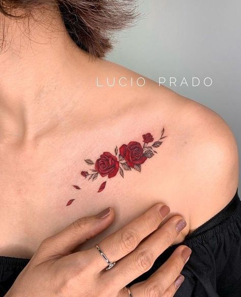 Rose Vine Tattoos, Red Flower Tattoos, Tattoo Over Scar, Heartbeat Tattoo, Rose Shoulder Tattoo, Rose Tattoos For Women, Red Rose Tattoo, Tattoos For Women Flowers, Best Tattoos For Women