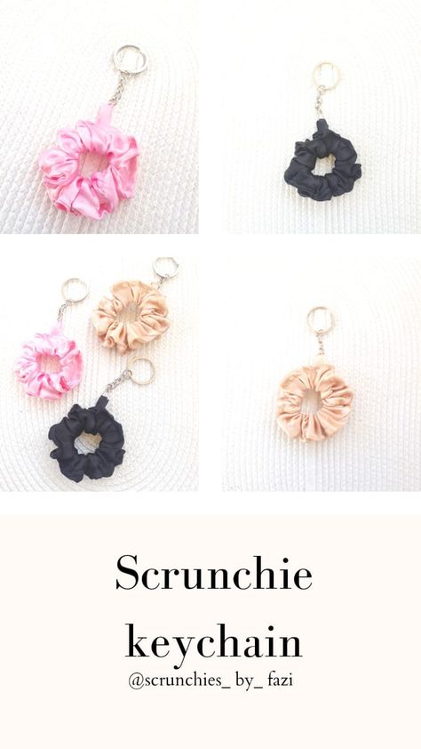 Mini Scrunchies Diy, Scrunchie Keychain Diy, Scrunchie Business, Scrunchie Keychain, Hair Accessories Diy Headband, Mini Scrunchies, Diy Hair Scrunchies, Scrunchies Diy, Small Business Packaging Ideas