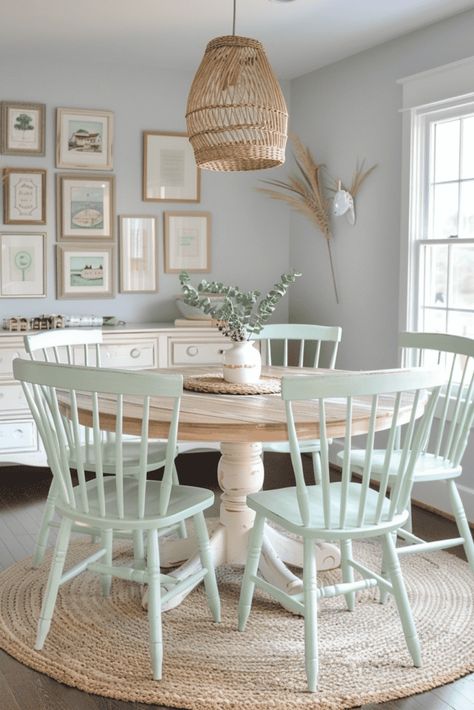 Modern Coastal Breakfast Nook, Beach House Dining Room Coastal Style, Coastal Home Aesthetic, Coastal Dining Room Table, Coastal Dining Room Ideas, Modern Coastal Dining Room, Coastal Farmhouse Dining Room, Kitchen Table Ideas, Coastal Dining Table