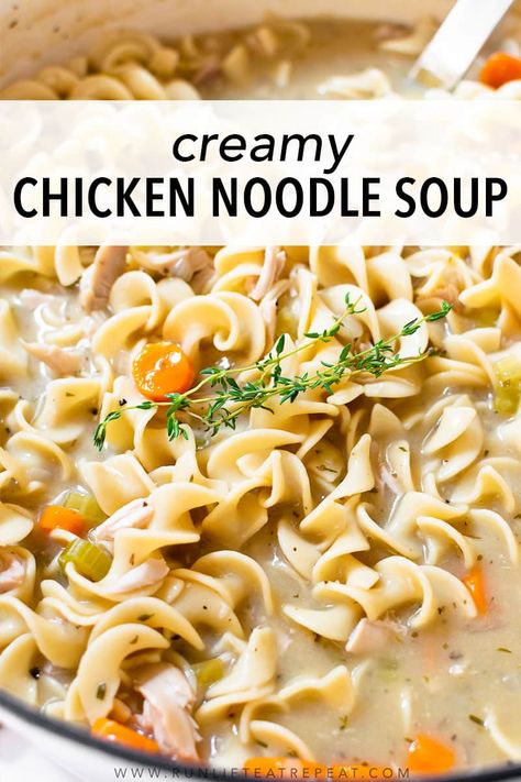 Homemade Creamy Chicken Noodle Soup, Creamy Chicken Noodle Soup Recipe, Creamy Chicken Noodle, Weeknight Dinner Recipes, Chicken Noodle Soup Crock Pot, Creamy Chicken Noodle Soup, Chicken Noodle Soup Recipe, Chicken Noodle Soup Easy, Soup Chicken