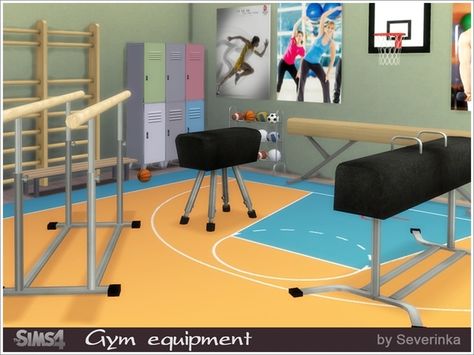 sims 4 cc // custom content decor clutter furniture // the sims resource // Severinka_'s Gym equipment set // barre, pummel horse, gymnastics equipment, basketball, court, soccer ball, lockers, ballet bar Download Sims, Lotes The Sims 4, Cc Shopping, Sims 4 Blog, Die Sims 4, Gymnastics Equipment, Sims 4 Game Mods, Sims 4 Gameplay, Casas The Sims 4