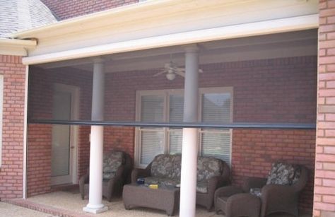 Retractable Screen Porch, Retractable Patio Screens, Screen Installation, Exterior Blinds, Screened In Porch Diy, Privacy Screen Deck, Retractable Screens, Cottage Outdoor, Retractable Screen Door